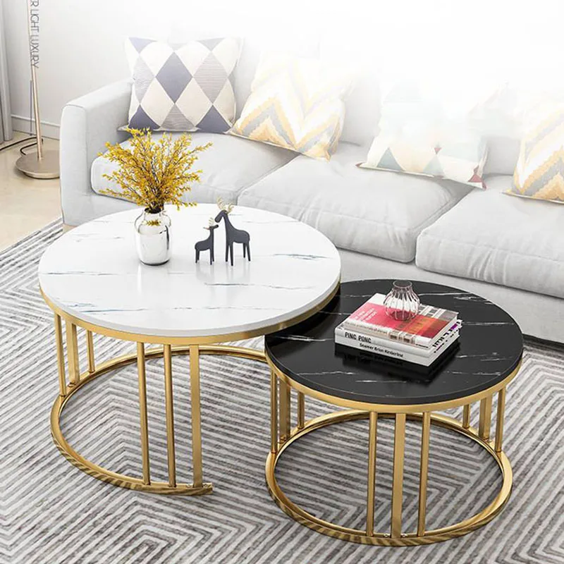 Aesthetic Round Coffee Table Living Room Luxury Office Service Coffee Table Bistro Dressing Console Stolik Kawowy Home Furniture light luxury home dressers nordic ins princess dressing table bedside table bedroom furniture backrest dressing chair vanity