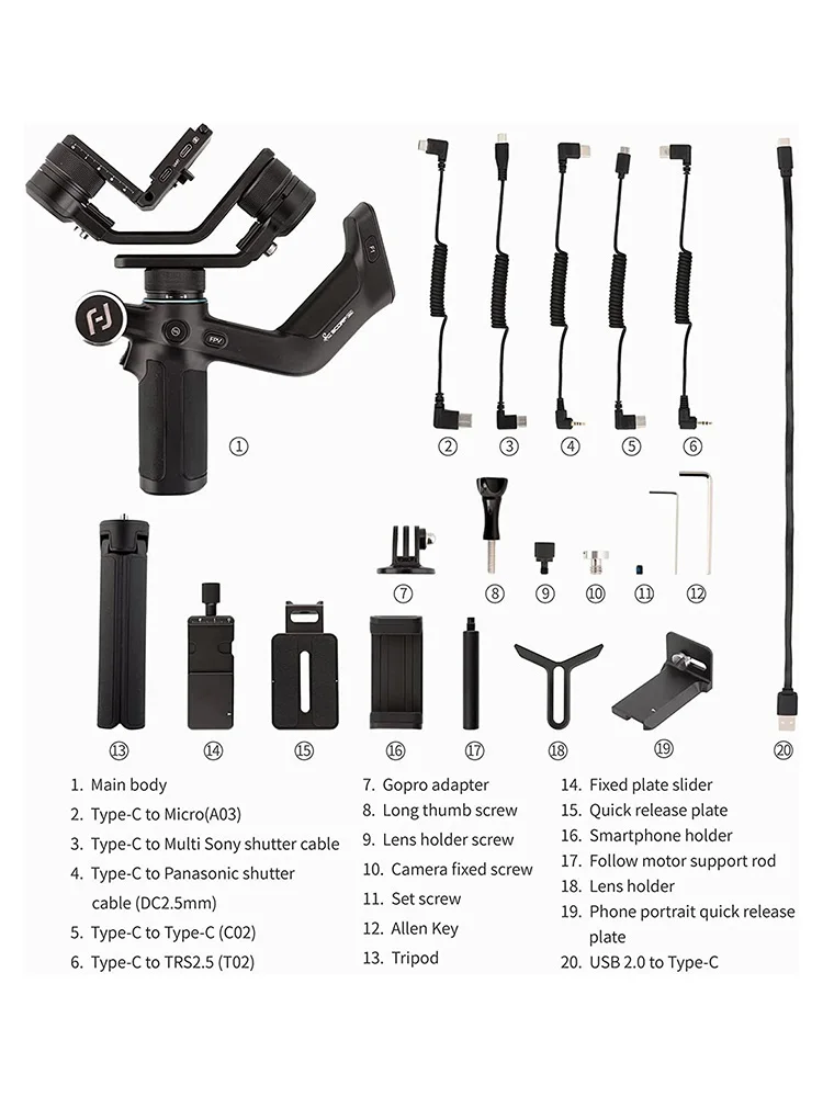 Camera Gimbal Stabilizer FeiyuTech SCORP Mini Gimbal Stabilizer For Mirrorless Camera Sony ZVE10 Canon Nikon Action GoPro Cell Phone
