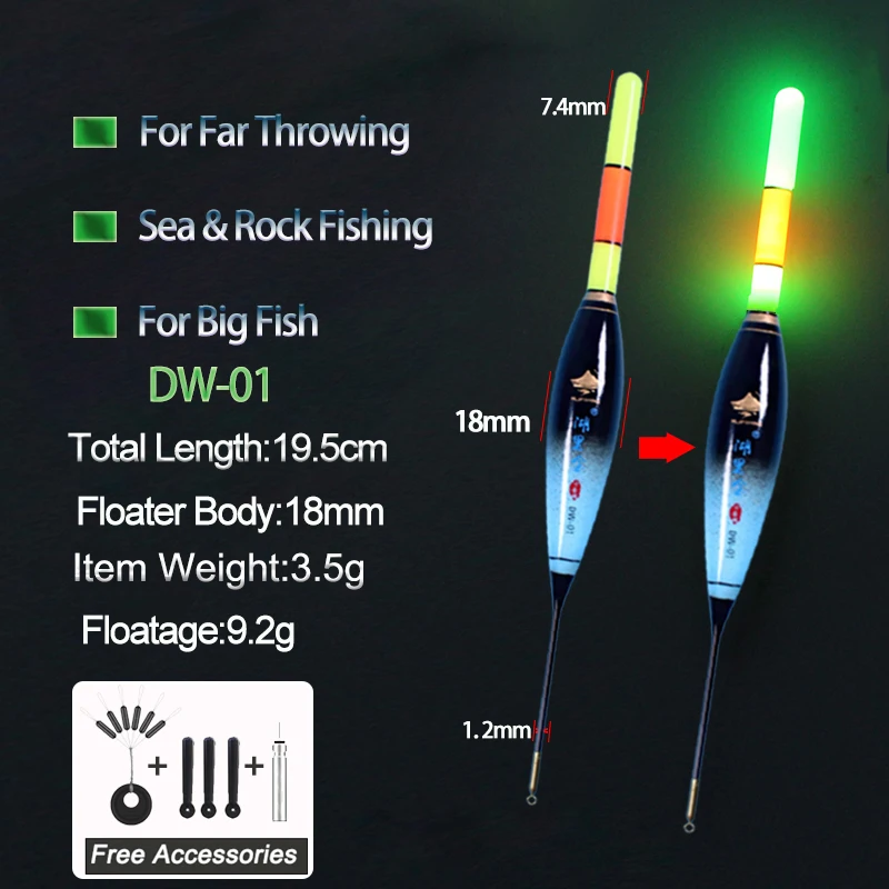 WLPFISHING Fishing Floats Sea & Rock Electric Night Light Luminous Floats Big Buoyancy Bobbers Outdoor Sports Best Choice