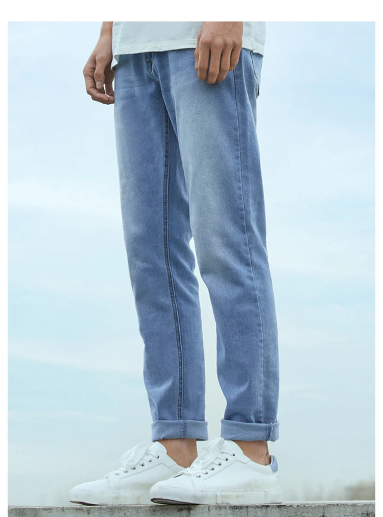 Metersbonwe Jeans Men Summer Basic Denim Pants Classic Washed Trousers Male Black Light Blue Simple Design Trousers Brand