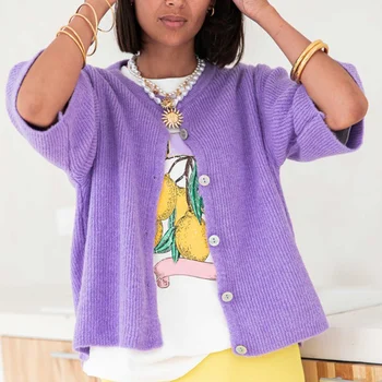 Women Knitted Crop Cardigan Shirt Short Sleeve Button Down Ribbed Knit Crop Top Y2k Girls Outwear Top Tee Shirt for Winter Fall 1