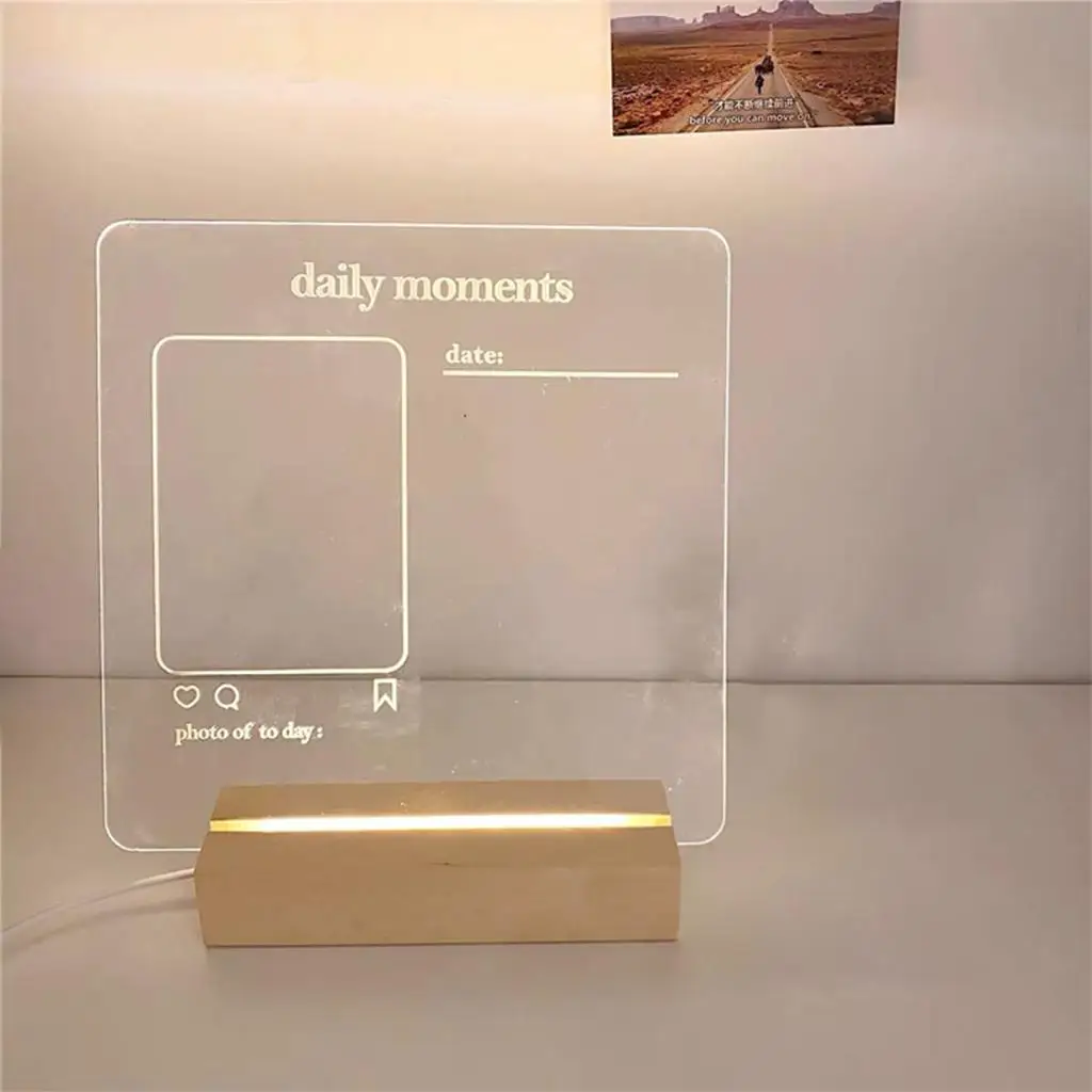 Clear Acrylic Message Board LED Writing Board for home and desk Decoration