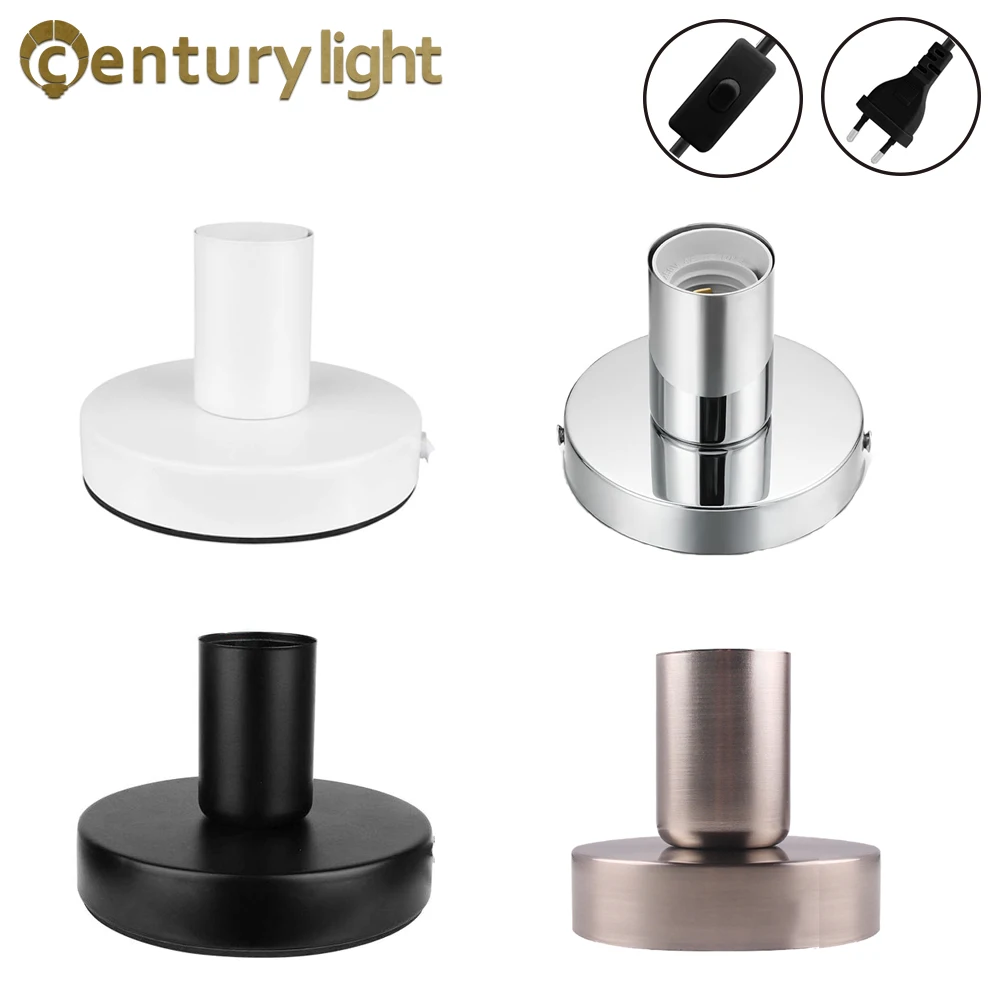 5 Colors Polished Metal Table Lamp Base 1.8m EU Plug with Switch E26 E27 Small Night Lamp Holder for Table Bedside Bedroom