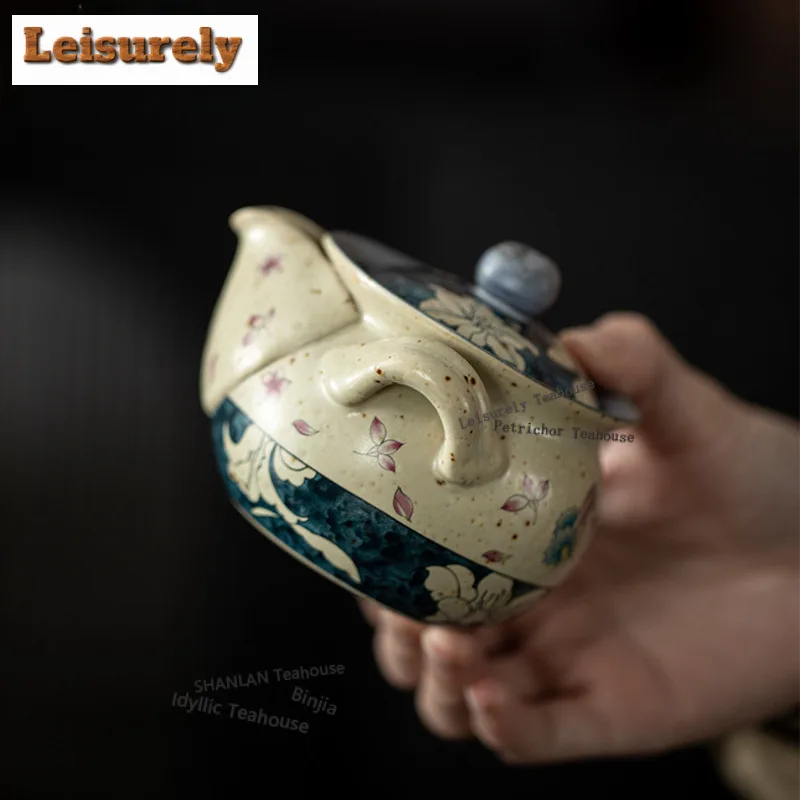 200ML Caramel Glaze Butterfly Lily Vase Teapot Zen Tea Infuser Pot Tea Maker Kettle With Filter Chinese Tea Set Collection Craft