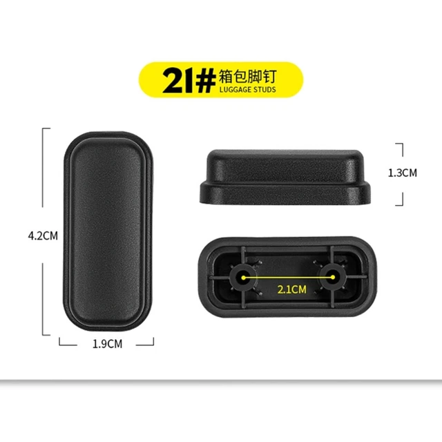 Gambe Di Ricambio Per Valigie - Set Di 2 Piedini In Plastica Nera Per Bagagli Da Viaggio - Foto 10