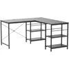 L Shaped Desk with Shelves 86 Inch Reversible for Home Office Gaming Writing Workstation with 3 Cable Holes.Corner Computer Desk 5