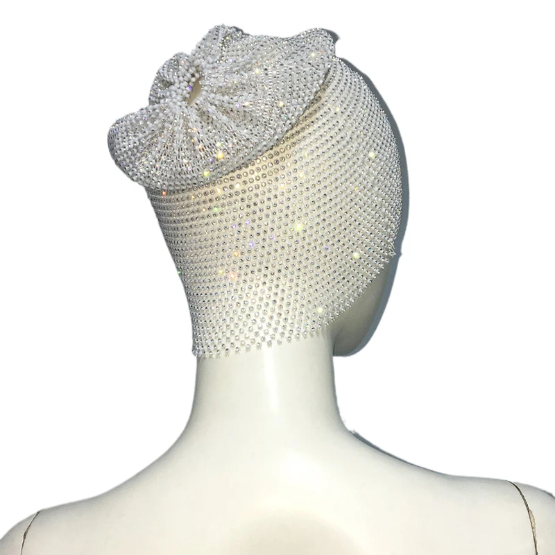 Fishnet Diamond Luxury Cap for Women Shiny Women's Hat Rhinestone Kerchief Hip Hop Headwear Nightclub Party Fashion Head Scarf
