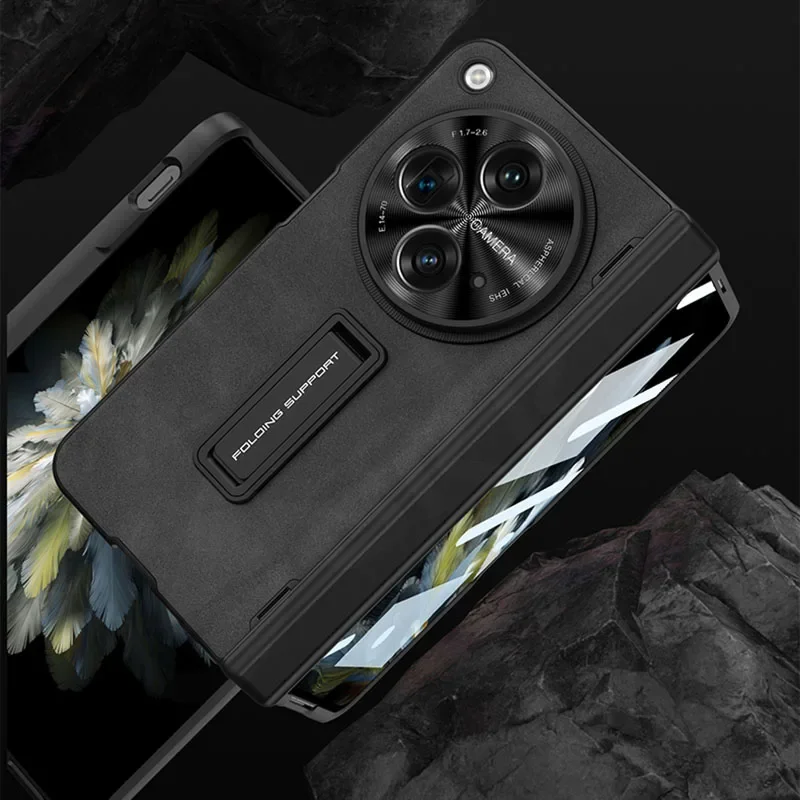 Magnetic Hinge PU Leather Case For Oneplus Open With Front Glass 360 All-include