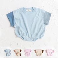 2024 Summer Newborn Baby Boys Girls Oversized Rompers Unisex Romper For Babies Solid Cotton Short Sleeve Bodysuit Jumpsuits 1