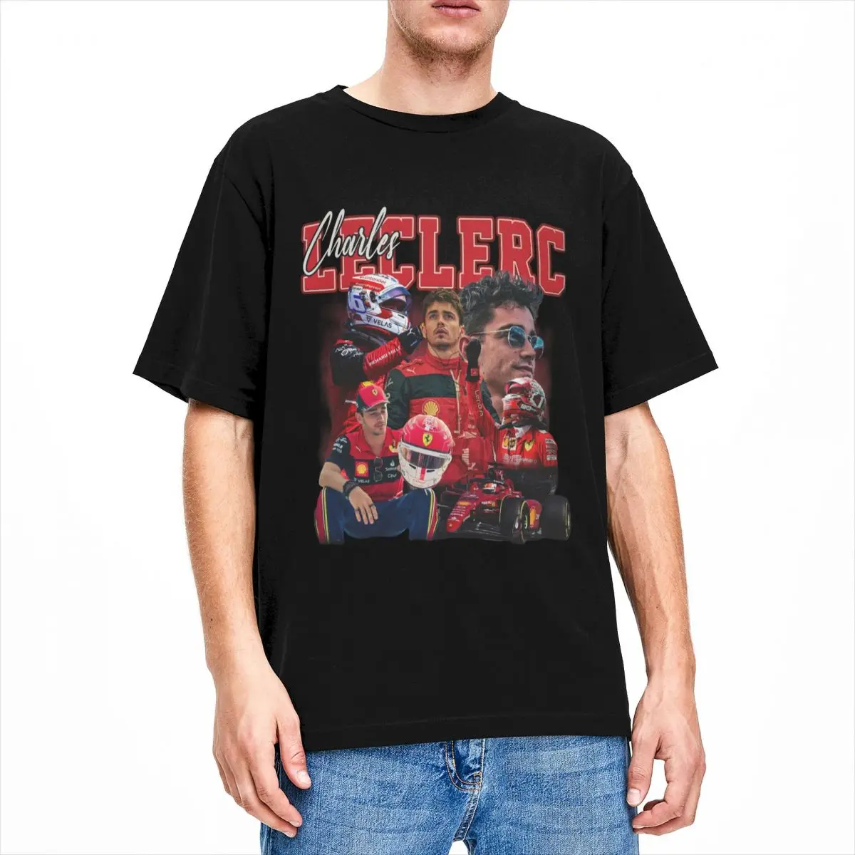 Charles Leclerc Per Uomo Donna T Shirt F1 Racing Driver Merchandise Funny Tees T-Shirt 100% Cotone Abbigliamento Classico