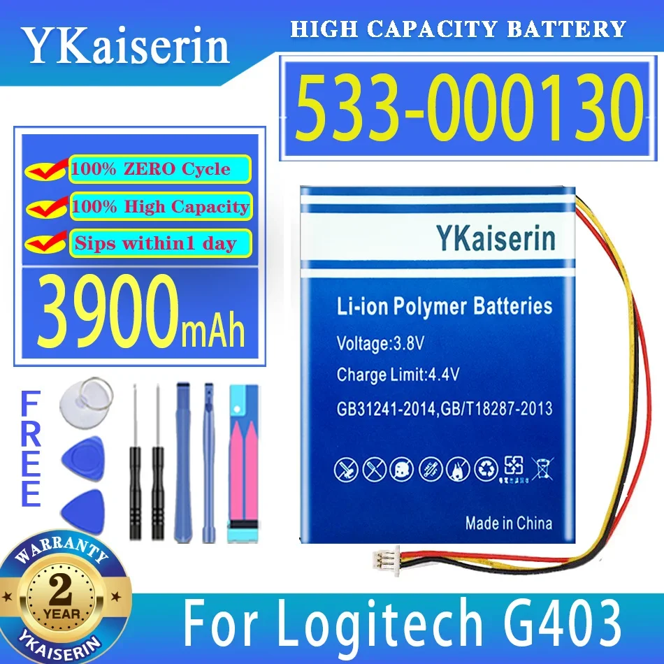 Batteria Di Ricambio Ykaiserin 3900Mah 533-000130 Per Batterie Per Mouse Wireless Logitech X100 G403 G900 G703