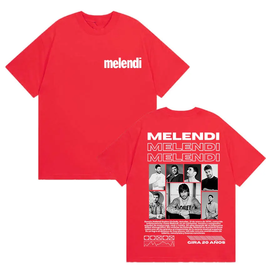 Rapper Melendi Gira 20 Anos Tour 2025 Merch T Shirts Men's Hip Hop
