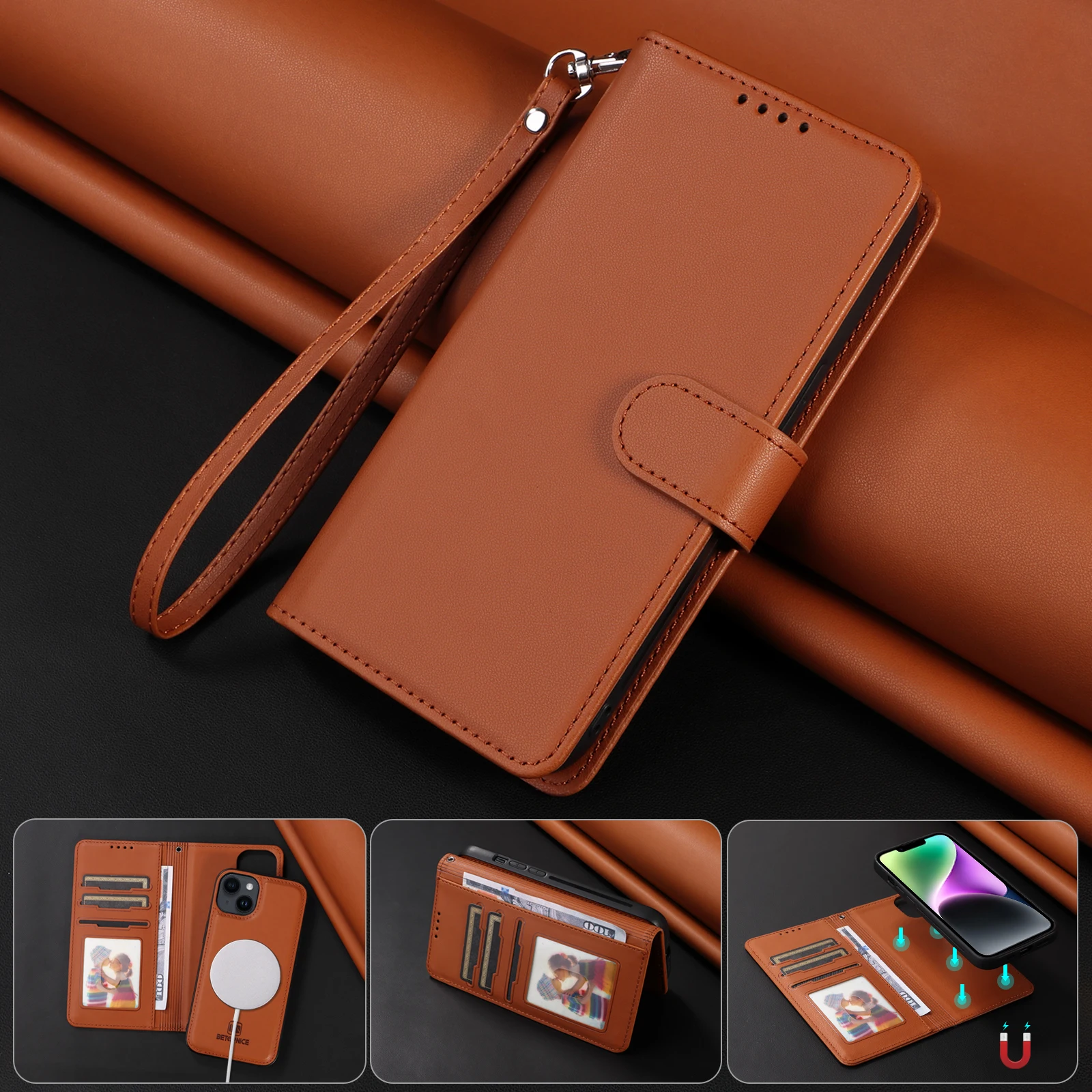 Versatile 2-in-1 Detachable Leather Wallet Case with Magnetic Book Stand Cover