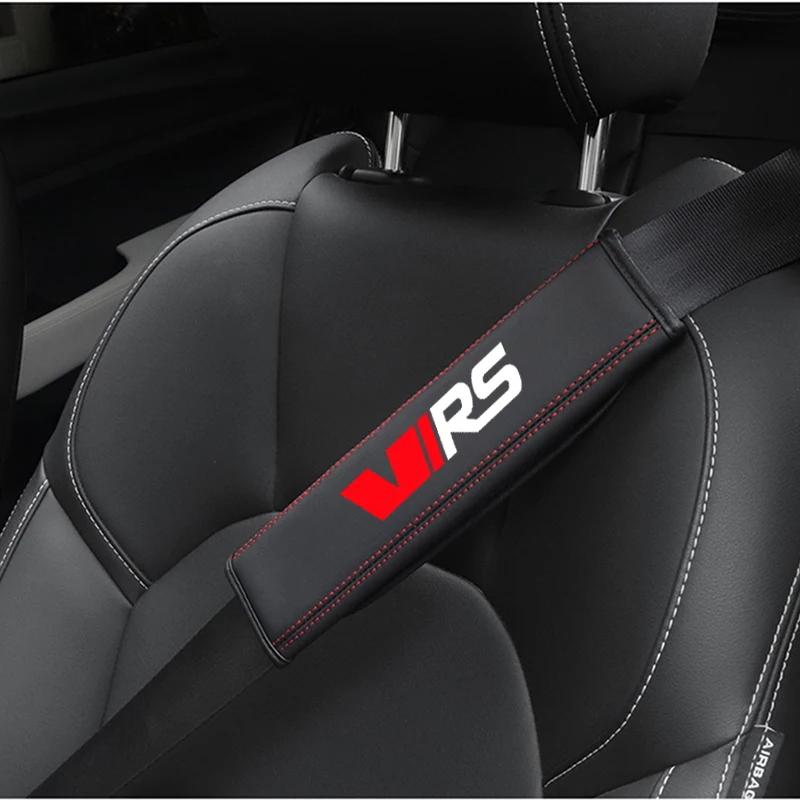 Leather Car Safety Belt Shoulder Cover Pads 2Pcs For Skoda VRS Octavia Kamiq Kodiaq Karoq Superb Fabia Rapid Car Accessories