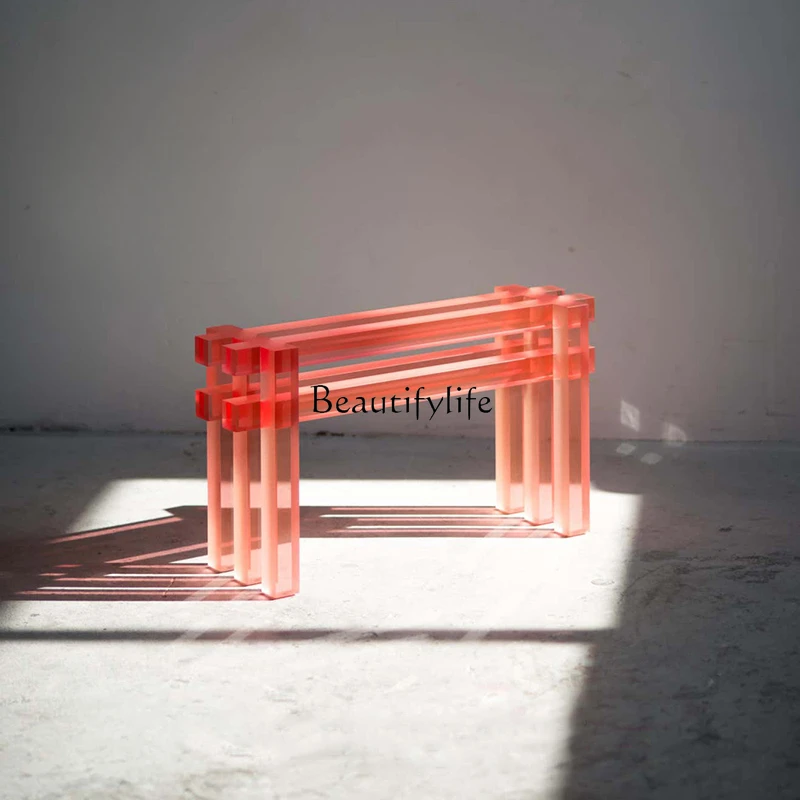 

Nordic Minimalism Square Acrylic Hallway Shoe Changing Stool Creative