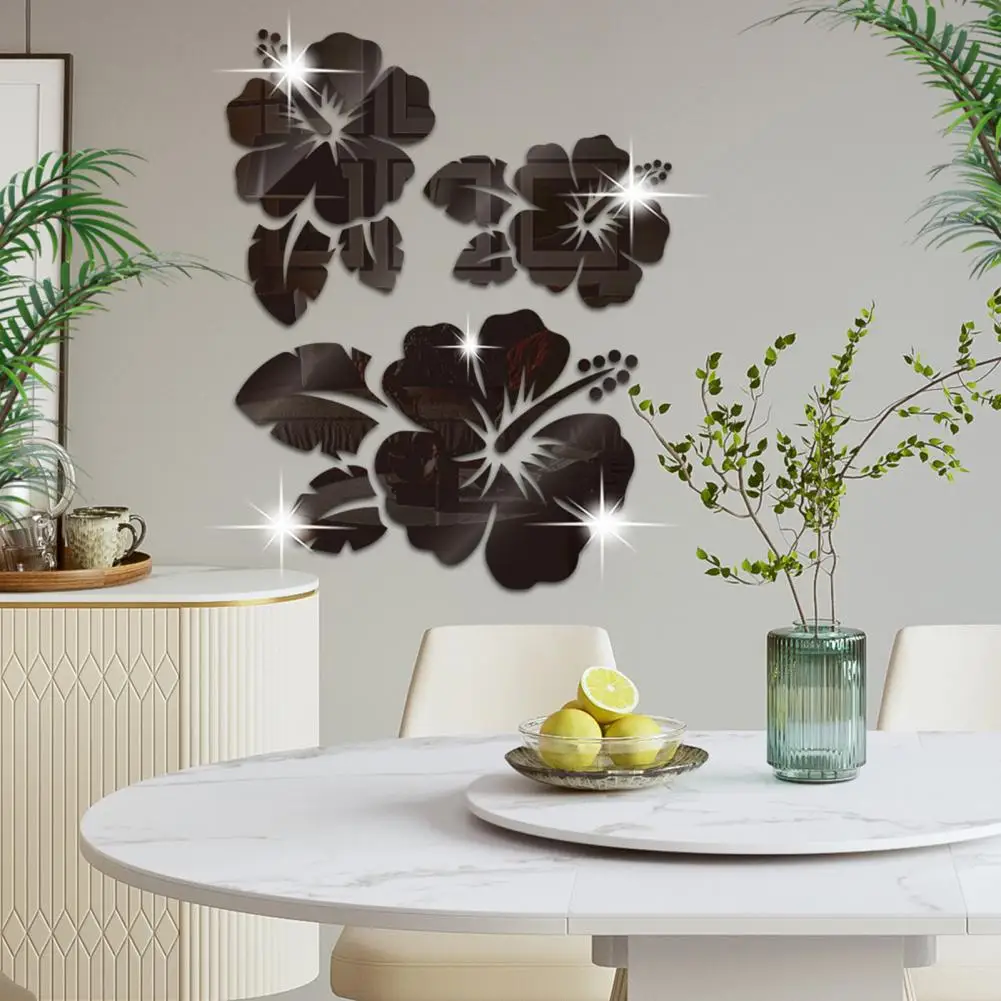 Acrylic Mirror Wall Sticker Floret 3D DIY Wall Decoration Stickers Reflective Mirror Wallpaper Home Decor Accessories