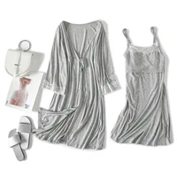 Robe de maternité pour hôpital chemise de nuit femmes enceintes vêtements de nuit d'allaitement pyjama déshabillé en dentelle Ropa Mujer Embarazada Premama costumes 3