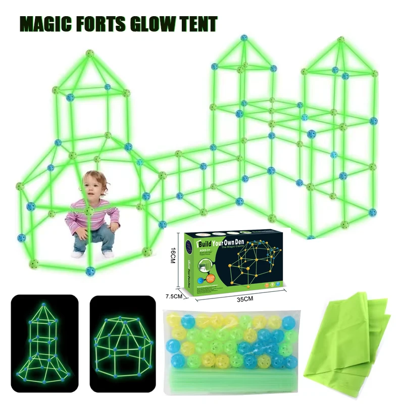 Kids Fort Building Set Kit Glow in The Dark Build A Fort STEM ...