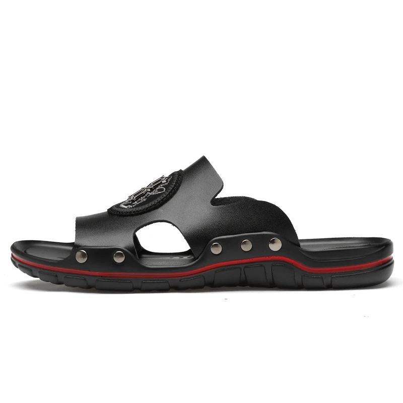 Fashion Slippers Summer Genuine Cow Leather Men Shoes Lightweight Beach Sandals Casual Men's Flip Flops Big Size 38-49 leather sandals fashion sandals beach sandals fashion slippers