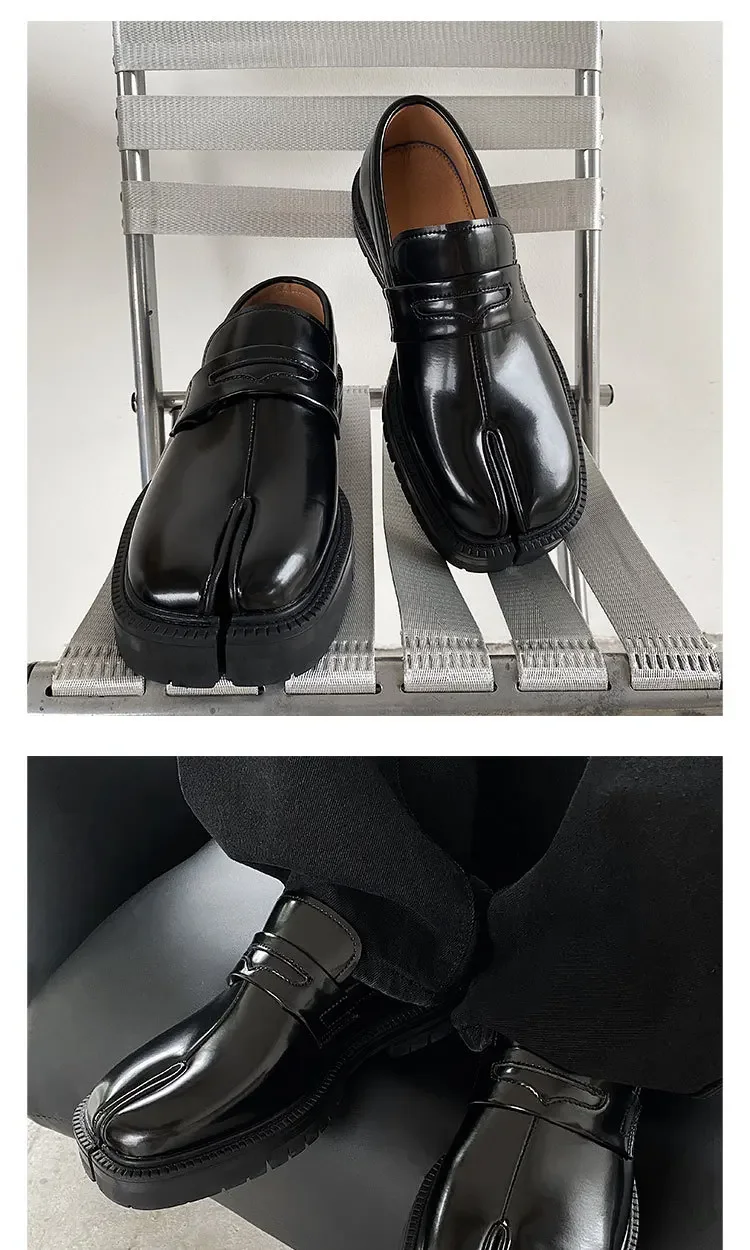 Tabi Shoes Loafers Men's Unisex Split Toe Thick Sole Casual Patent
