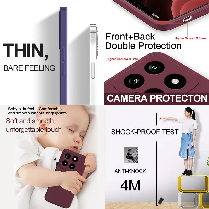 Phone Case Original Square Liquid Silicone for xiaoimi 14T 14T pro Luxury 360 Soft Shockproof Back Cover for MI13T pro Coque
