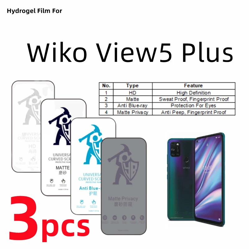 

3 шт., Гидрогелевая Защитная пленка для Wiko View 5 Plus