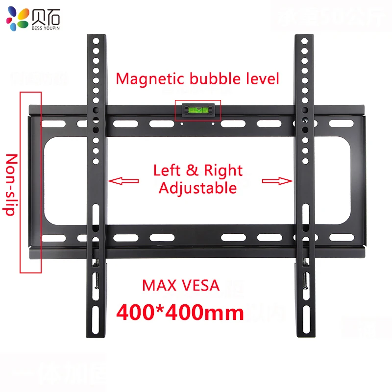 TV Wall Mount Bracket for Most 26-55 Inch LED Plasma TV up to VESA 400x400mm 110 LBS Loading Capacity