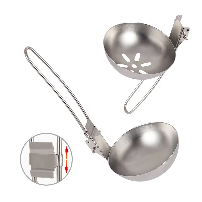 Louche à Soupe Pliable En Acier Inoxydable Pour Pique-nique, Cuillère à Fente, Cuillère De Camping, Cuillère Et Fourchette D'extérieur - Cuillère Et Fourchette D'extérieur
