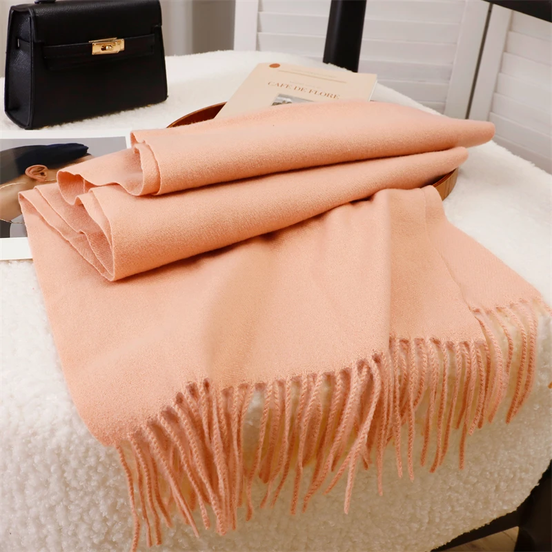 2023 Winter Frauen Schals Lange Warme Gradienten Imitation Kaschmir Hijab Solide Dame Schal Wrap Weibliche Pashmina Bandana Kopf Schal – Detail 14