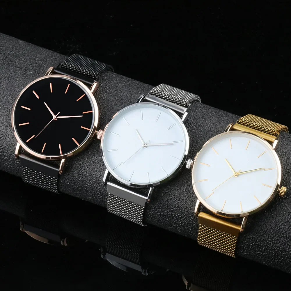 

Thin Mesh Band Watch Men's Personalized Quartz Watch No Scale Minimalist Style Wristwatches Stainless Steel Dial montre homme