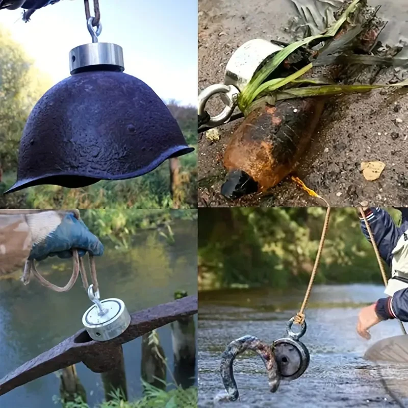 1000 LBS Fishing Magnet Double Sided with Rope 4
