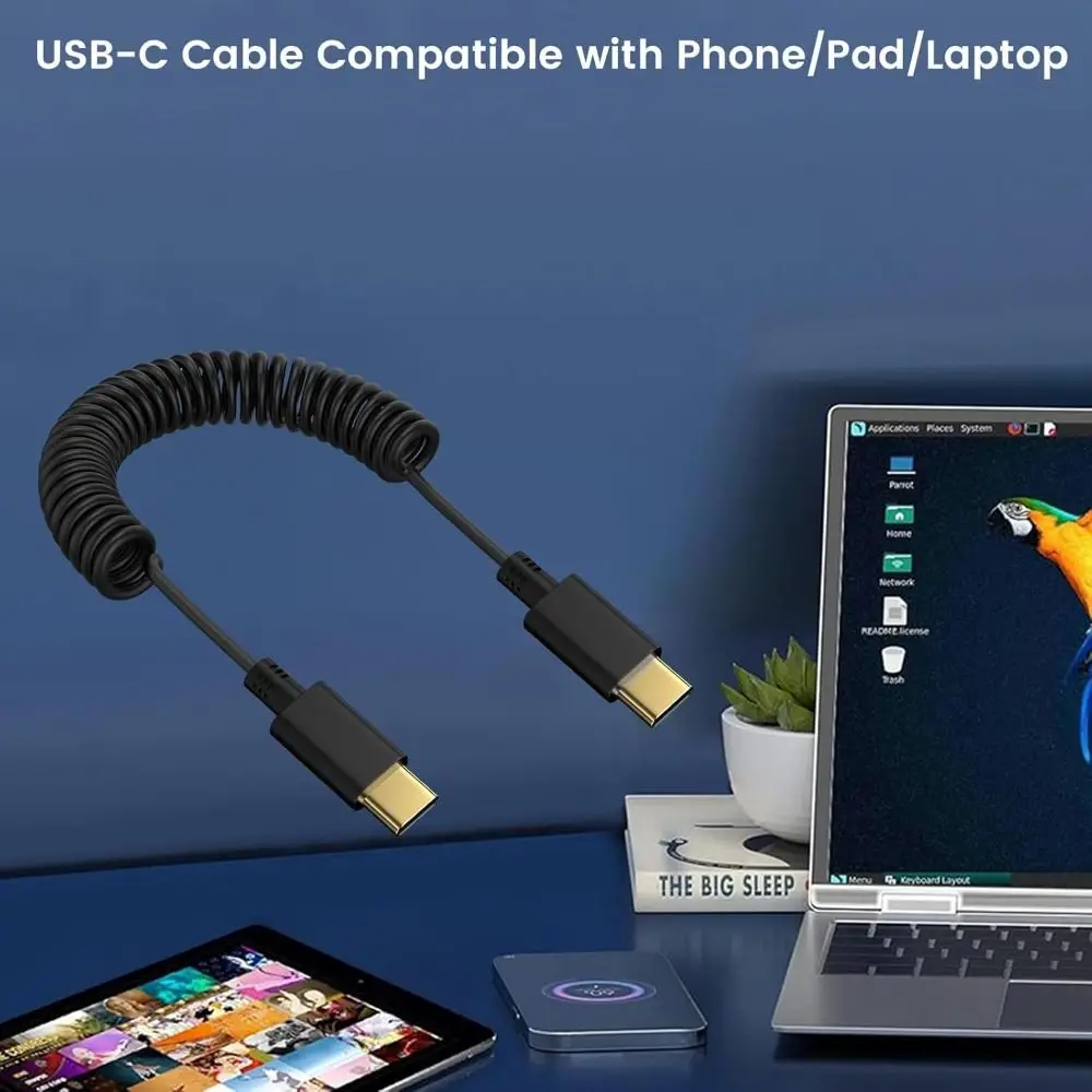 For Type-C To Type-C Microphone Cable TPE Spring Wire Mic Cord 3.5mm for DJI mic mini/mic 2/1 pocket 3/2 action 5 pro/action 4