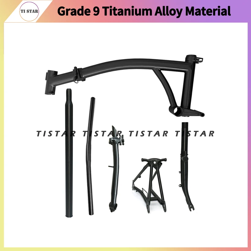 

Bike Frame Parts Set of Titanium for Brompton Bicycle 6pcs Matte Black Lightweight 16 Inches Foldable Gr9 Ti S / M Handlebar