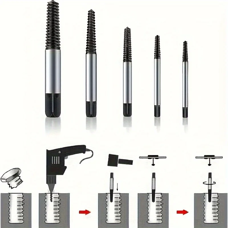 Screw Extractor Metal Drill Bit Set 5/6pcs Damaged Screws Remover Extractor Woodworking Tools Broken Bolt Water Pipe