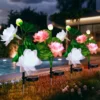 Heads Solar Lotus Flowers Lights Waterproof Outdoor Garden Decor Landscape Lamp for Yard Garden Pathway Porch Lawn Backyard 1