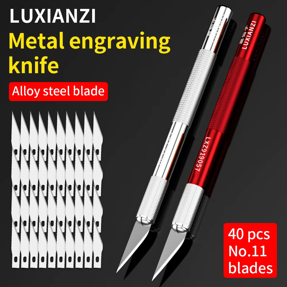 LUXIANZI Non-Slip Engraving Metal Knife #11 Blade Set for Mobile Phone PCB Repair Hand Tools Cutter Craft Knives DIY Multi Tool 1