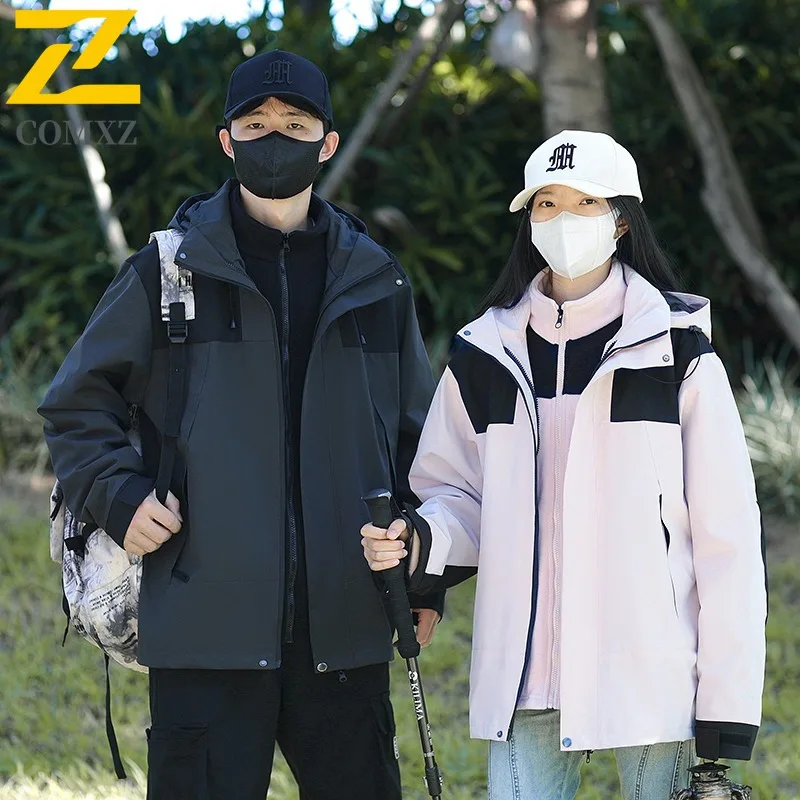 COMXZ Mens Thickened Jacket Snow Skiing Windproof Warm Parka High-quality Hooded Lightweight Cold Resistant Winter Outerwear