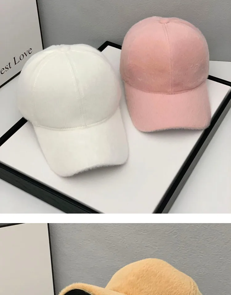 Herbst Winter Baseball Caps Frauen Samt Einfarbig Snapback Hüte Für Frauen Männer Unisex Mode Zubehör – Detail 4