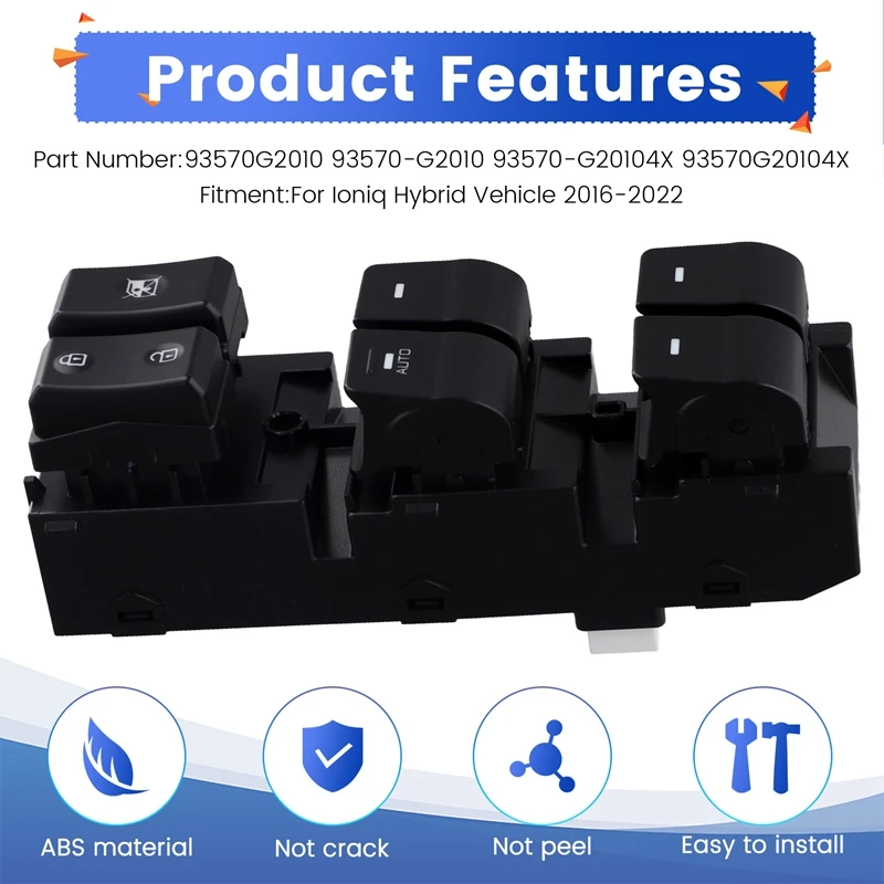Car Power Window Main Switch For Hyundai Ioniq Hybrid-93570G20104X