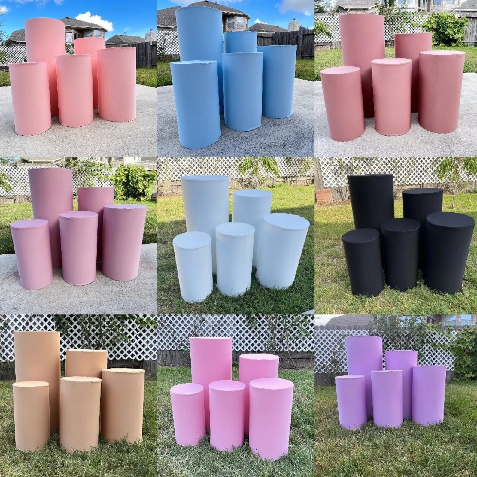 Cylinder Column Covers Print Fabric Elastic Polyster Party Decoration Dessert Table Cover party decoration covers cylinder plinth cover