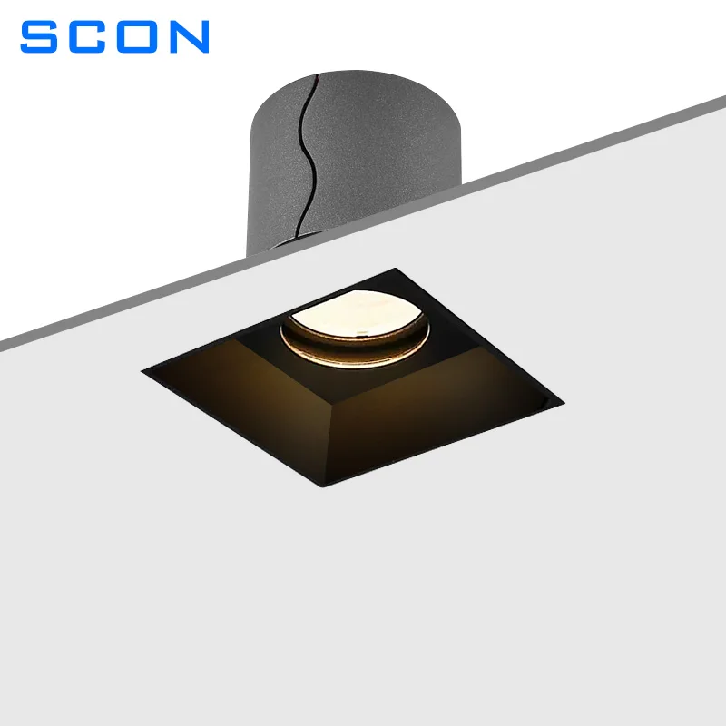 SCON Top Quality Recessed Spotlight Square Rimless LED Downlight Anti-glare Embedded Ceiling Lamps For Indoor Lighting 110V-240V