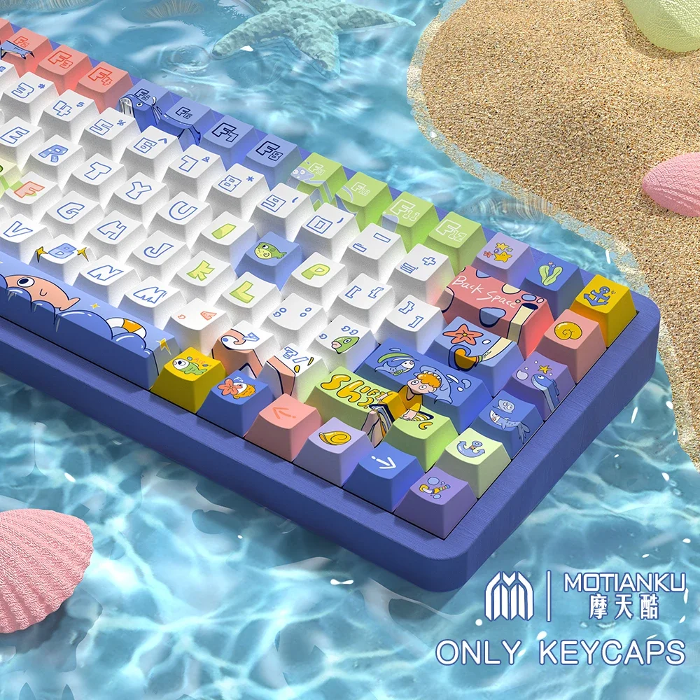 

Wonderful Ocean Keycaps Cherry Profile Personalized Keycap for Mechanical Keyboard with 7U and ISO Key for 61 68 80 84 100layout