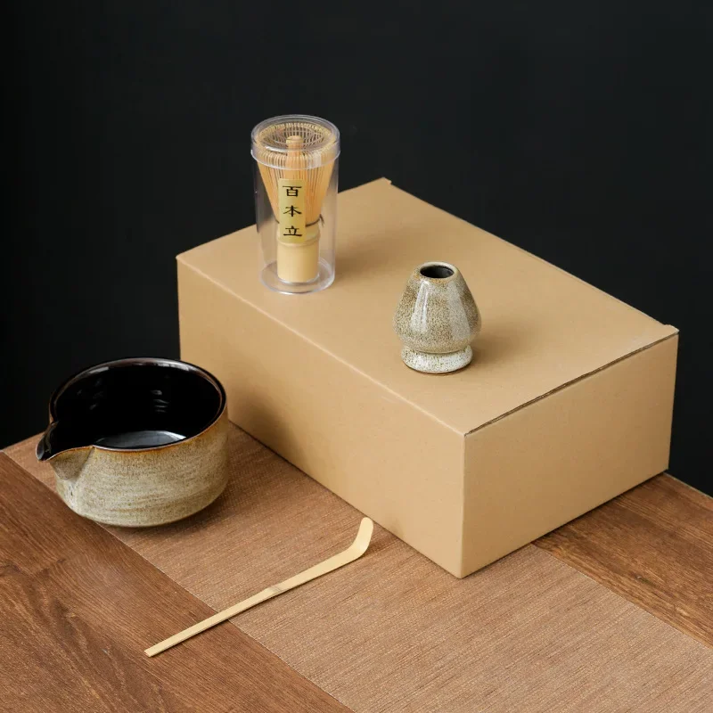 Matcha Garde Set, Japanse Matcha Theeset met garde en kom, bamboe schep & keramische houder, zelfgemaakte traditionele matcha maken kit voor theeliefhebbers, meditatie en geschenken, roze