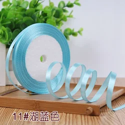 Luxurious Silk Satin Ribbon - 25 Yards of 1/4'' Single Face for Elegant Decor & Crafting (Lake blue)