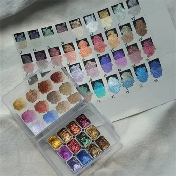 Nail Pigmento solido Nail Art Decor Acquerello Manicure Vernice metallica Disegna set di unghie con fiori in polvere glitterata cromata