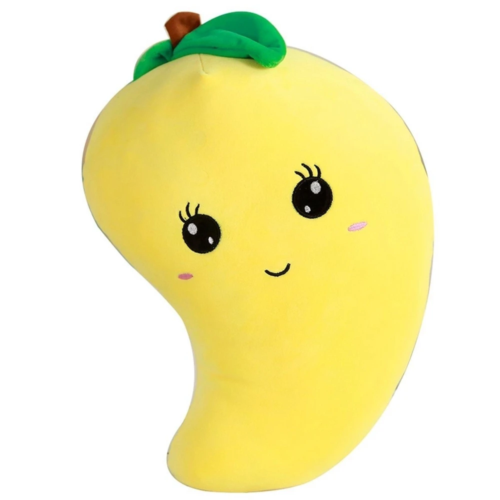 30cm Yellow Cute Mango Throw Pillow Super Soft Cartoon Expression Elastic Software Creative Fruit Doll To Christmas Gift