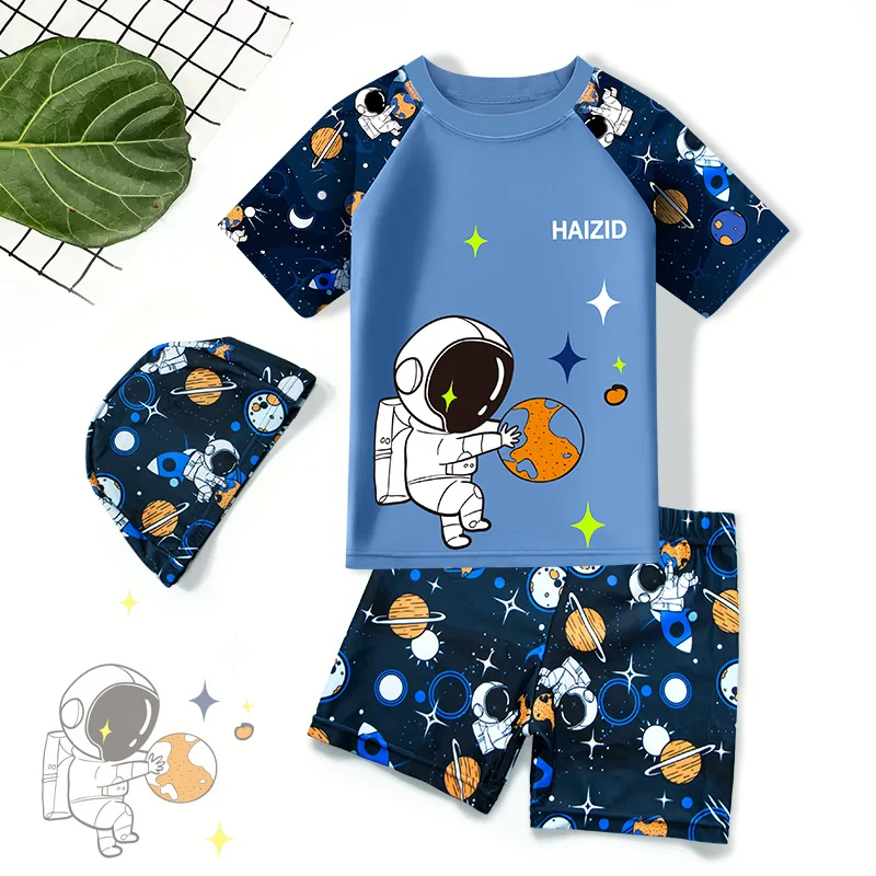 New Children's Swimming Costume Three-Piece Set Of Cute Cartoon Boys Toddler Baby Swimsuit Swimsuit Swimming Costume