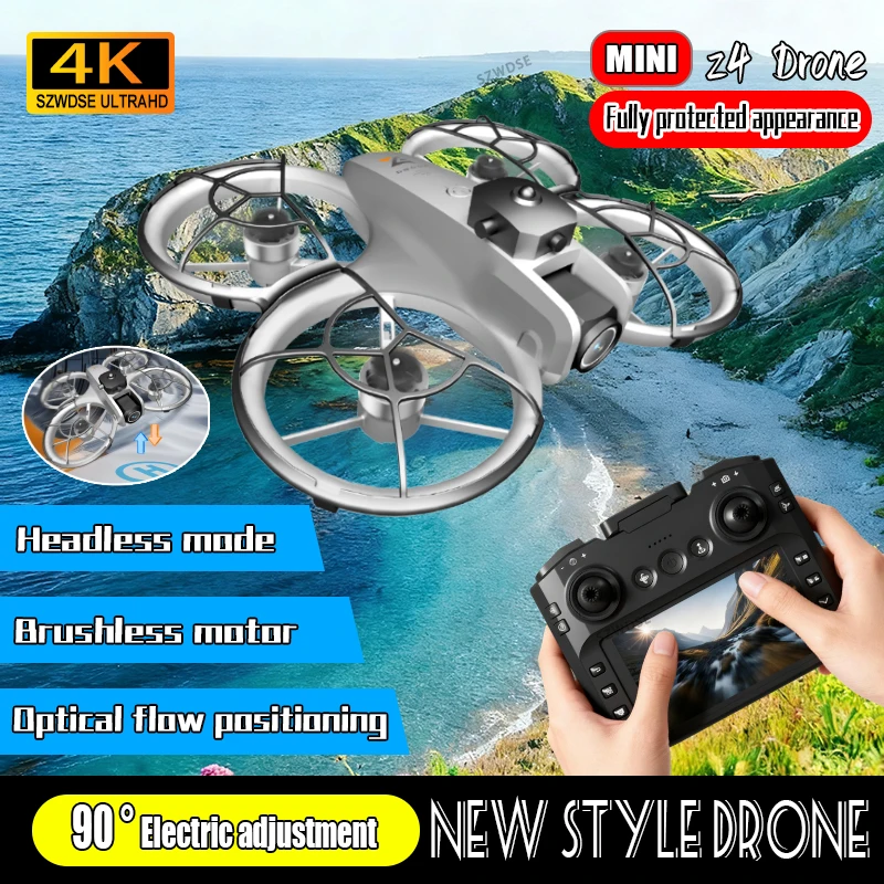 Drone Selfie Poche Z4 Grey 4K avec moteur sans balais en vol, stabilisation EIS active