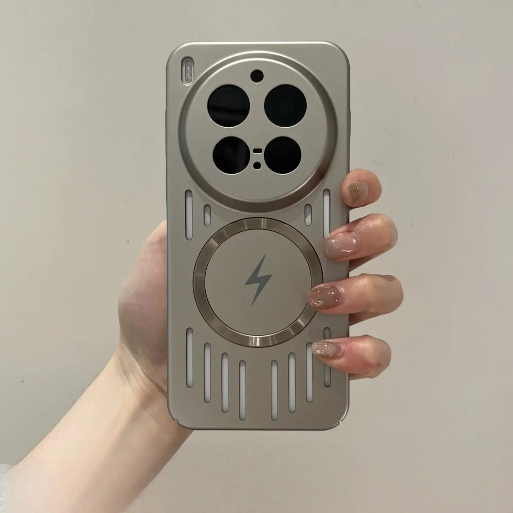 Luxury Mesh Heat Dissipation Magnetic Phone Case - Frosted Full Bumper Cover with Wireless Charging