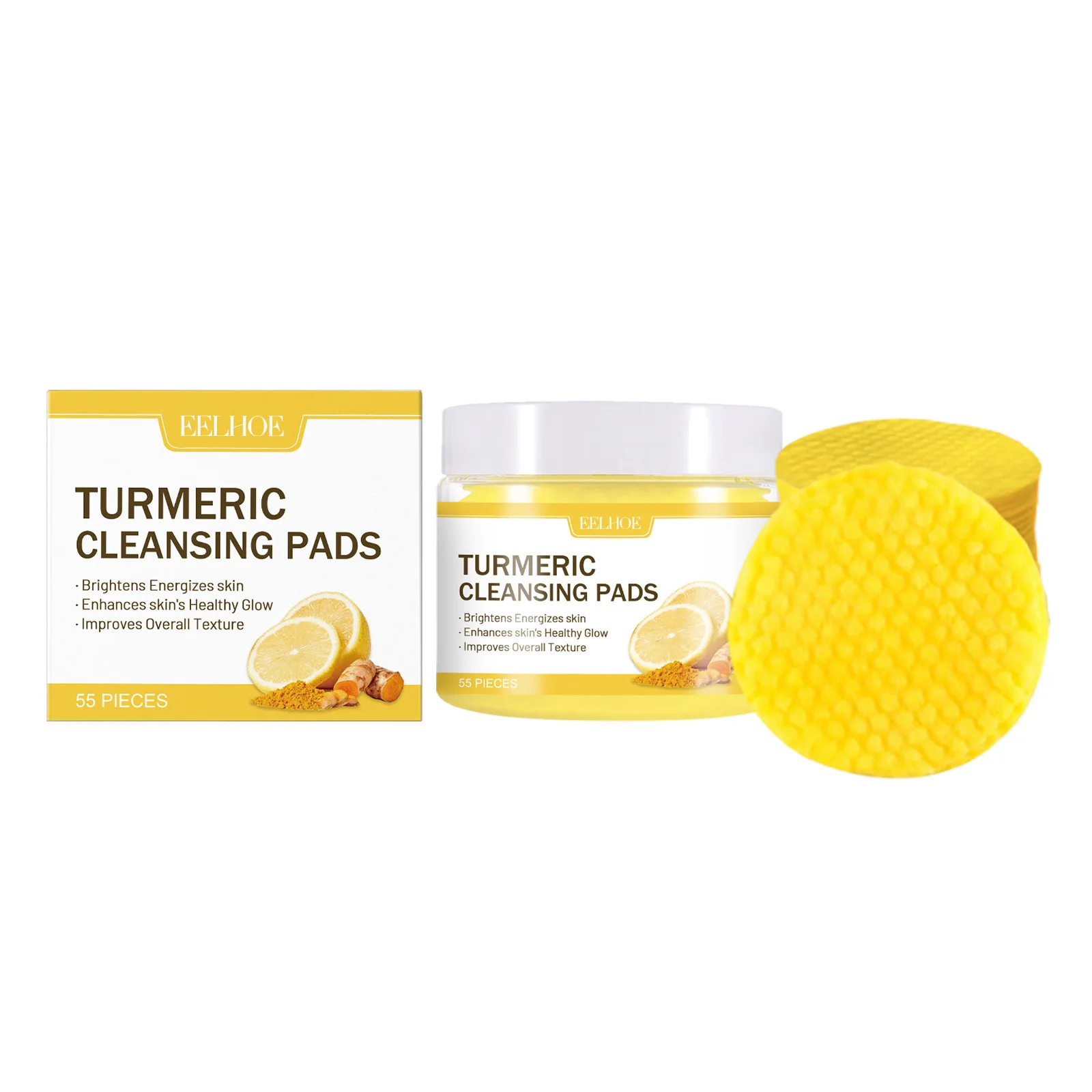 55pieces Turmeric Kojic Acid Pads Moisturizing Facial Cleansing Sponges Oil Control Face Care Products Disposable Cleaning Pad 2